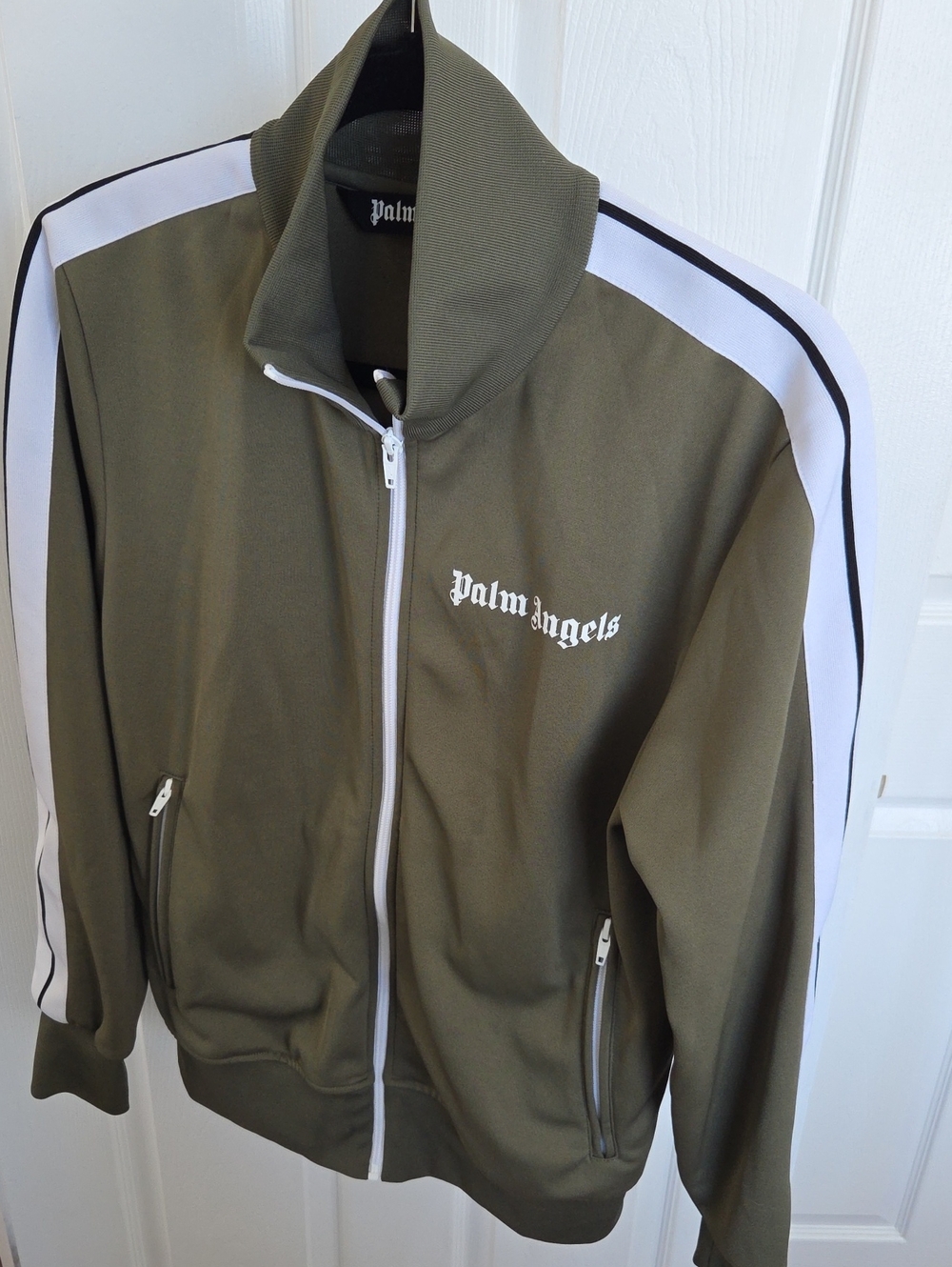 Palm Angels Military Green And White Classic Track Jacket